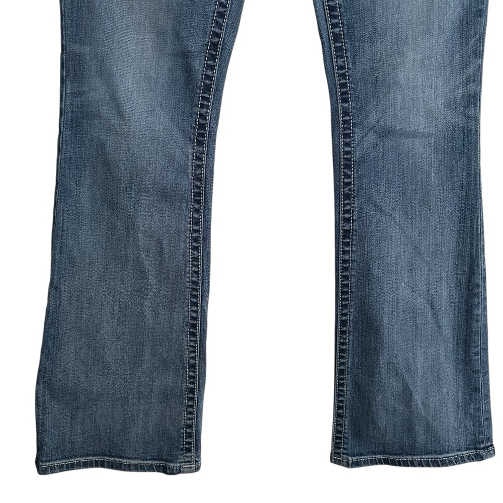 MISS ME Mid Rise Bootcut Jeans 31 Fleur De Lis‎ Pockets Y2K Western Glam Denim - Picture 6 of 16